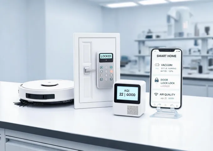 Smart home bundle demo with robot vacuum and smart lock